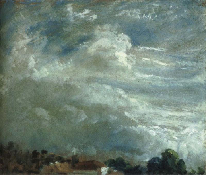 John Constable Cloud Study over a horizon of trees France oil painting art